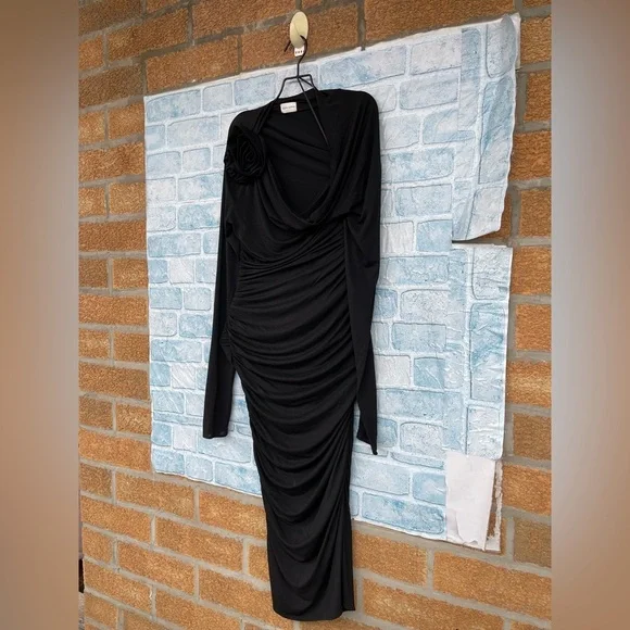 MAGDA BUTRYM Jersey Midi Dress With 3d Flower Applique size 34/4